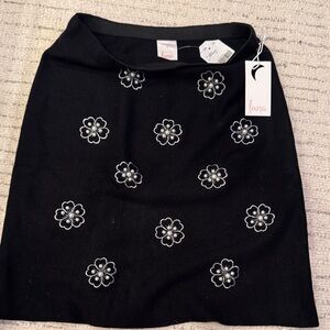 Luna Black Mini Skirt with White Floral